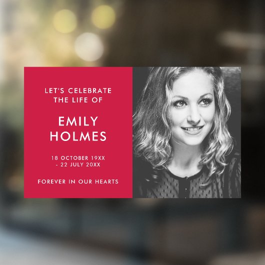 Moderne begrafenis | Roze herdenking van het leven Raamsticker