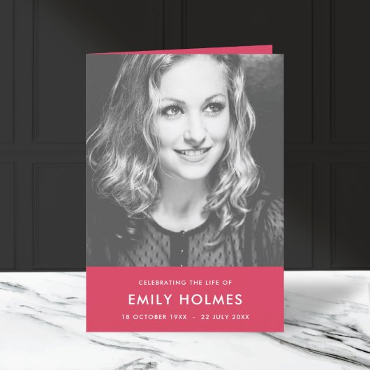 Moderne begrafenis | Roze volgorde van dienst verv Programma