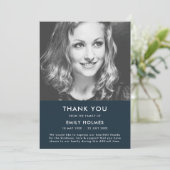 Moderne begrafenis | Scheepsblauwe viering van het Bedankkaart (Staand voorkant)