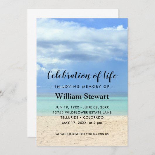 Moderne begrafenis | Viering van het strand van Li Kaart (Voorkant / Achterkant)