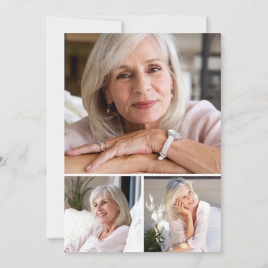 Moderne begrafenisfotocollage viering leven kaart (Achterkant)