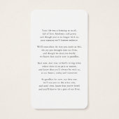 Moderne begrafenisfotosympathie Memorial Prayer Ka Visitekaartje (Achterkant)