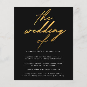 Moderne begroting Onyx Goud De huwelijksuitnodigin Flyer