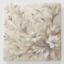 Moderne beige bloemen 4 stenen onderzetter