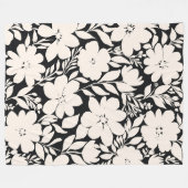 Moderne Beige Bloemen Zwart Botanisch Fleece Deken (Voorkant (Horizontaal))