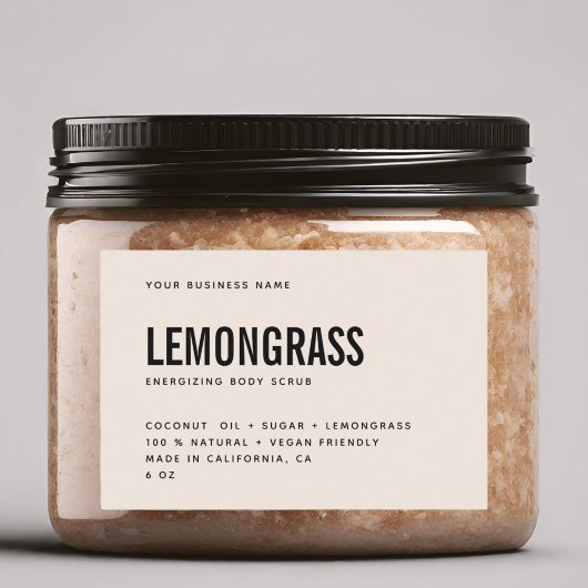 Moderne beige body scrub product label voedselcontainer etiket