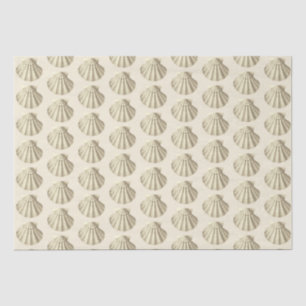 Moderne  Beige Bruine Schelpen op Cream Tissuepapier
