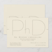 Moderne Beige Doctorat Invitation (Devant / Derrière)