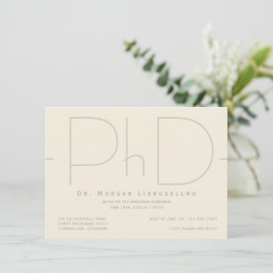 Moderne Beige Doctorat Invitation