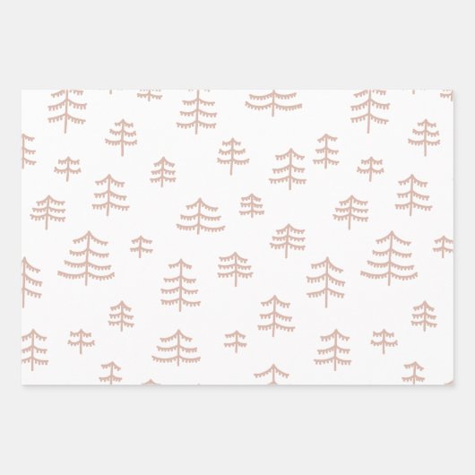 Moderne beige en witte kerstbomen Snowflakes Inpakpapier Vel (Voorkant 3)