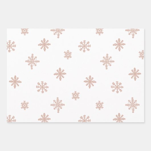 Moderne beige en witte kerstbomen Snowflakes Inpakpapier Vel (Voorkant)