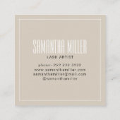 Moderne beige lash thin typografie vierkante visitekaartje (Achterkant)