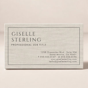 Moderne Beige Linnen Zakelijke Luxe Minimalist Visitekaartje