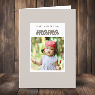 Moderne Beige Mama Kids Foto Moederdag Feestdagen Kaart