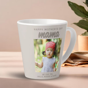 Moderne Beige Mama Kids Foto Moederdag Latte Mok