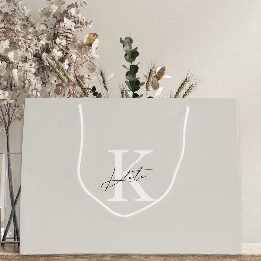 Moderne Beige Monogram Bruidsmeisje Voorstel Cadea Groot Cadeauzakje