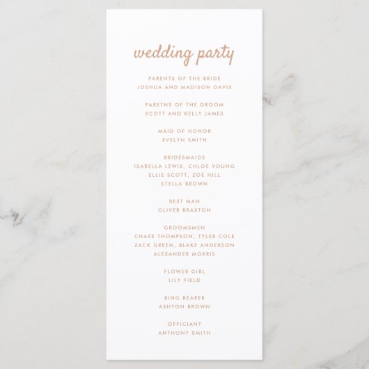 Moderne Beige Palm Leaf Summer Wedding Programma (Achterkant)