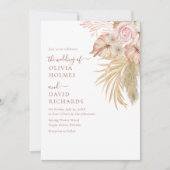 Moderne Beige Pampas gras bloemenbruiloft Kaart (Voorkant)