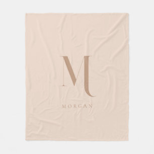 Moderne Beige Persoonlijk Monogram Fleece Deken