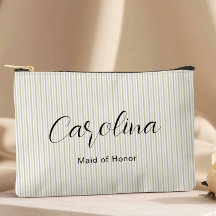 Moderne Beige Petite Pinstripes Bruidsmeisje