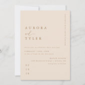 Moderne Beige Script Bruiloft Kaart (Voorkant)