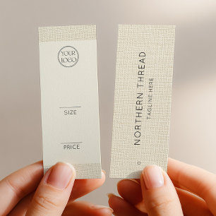 Moderne Beige Textuur Kledinglabel Mini Visitekaartje