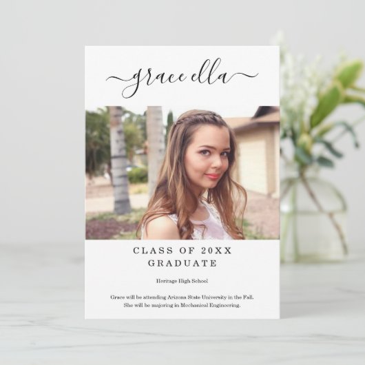 Moderne bekendmaking Afstuderen Bedankkaart (Staand voorkant)