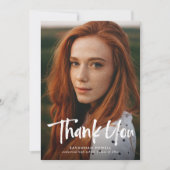 Moderne belettering Eenvoudig 3 foto Afstuderen Bedankkaart (Voorkant)