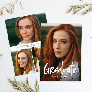 Moderne belettering Eenvoudig 4 foto Afstuderen Aankondiging