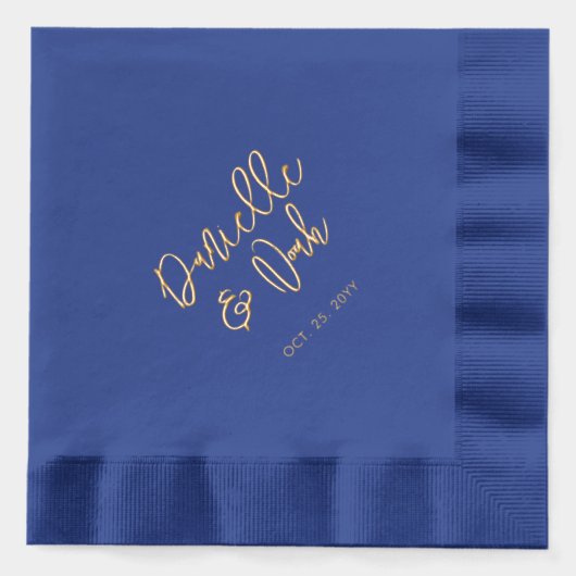 Moderne belettering koppels naam aangepaste bruilo folie servetten (Voorkant)