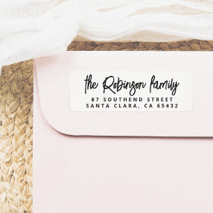 Moderne belettering vet familienaam retouradres etiket