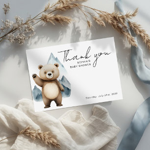 Moderne Bergen Beer Safari Baby Shower Bedankkaart