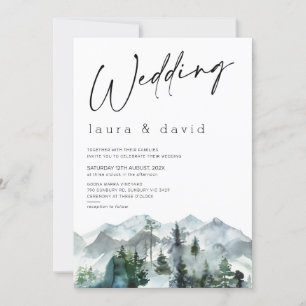 Moderne bergen Wilderness Minimalist Wedding IV Kaart