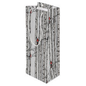 Moderne berkenbomen en rode kardinaalvogels wijn cadeautas (Achterkant Gekanteld)