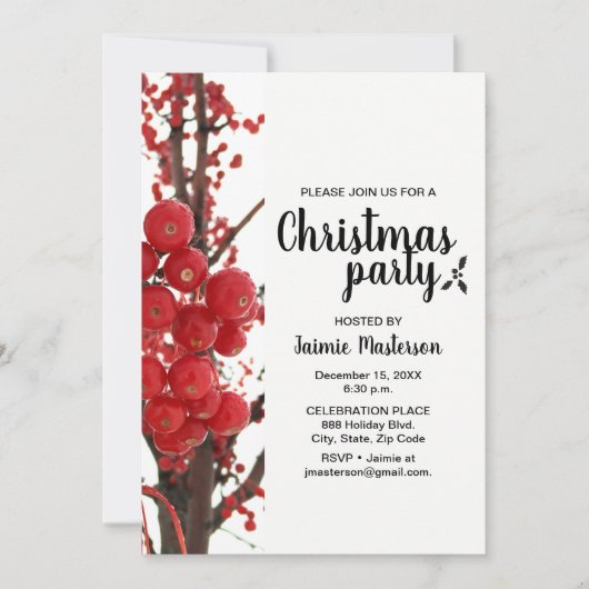 Moderne, Berry, Rouge, Noël Invitation (Devant)