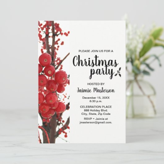 Moderne, Berry, Rouge, Noël Invitation (Debout devant)