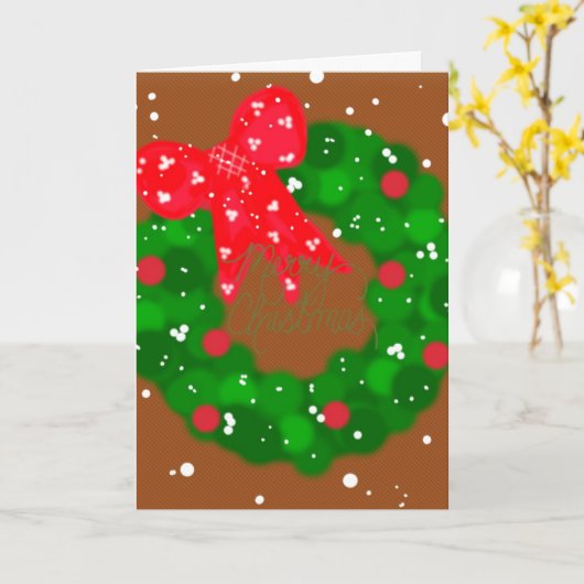 Moderne besneeide krans en strik kaart (Gele Bloem)