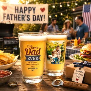 Moderne Best Dad Ever Vaderdag Foto Glas Cup