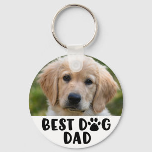 Moderne, BEST DOG DAD Paw Print Foto Sleutelhanger