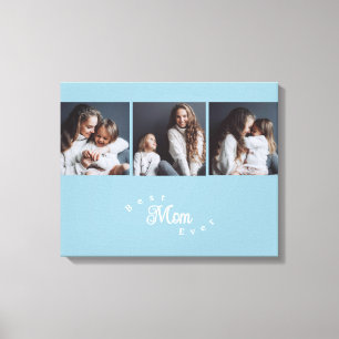 Moderne Best Mom Ever Elegante Script 3 Foto Canvas Afdruk