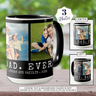 Moderne BESTE DAD EVER 3-foto's op maat Mok