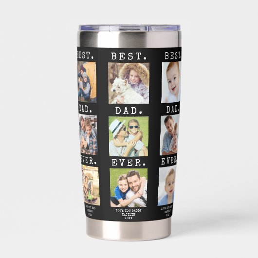 Moderne BESTE DAD OOIT 18 Foto's Aangepaste kolomm Geïsoleerde Drinkbeker (Voorkant)