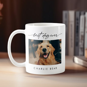 Moderne Beste Hond Ooit Foto Handgeschreven Script Koffiemok