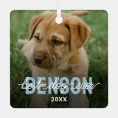 Moderne Beste Hond Ooit Huisdier Foto Metalen Ornament (Voorkant)