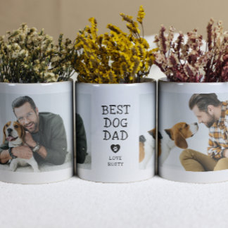 Moderne "Beste Hond Papa" Poot in Hart 2-Foto Koffiemok