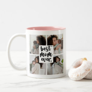 Moderne beste mam ooit hart foto Donkerroze Tweekleurige Koffiemok