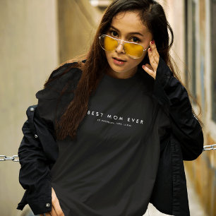 Moderne Beste Moeder Ooit Aangepaste Naam Zwart T-shirt