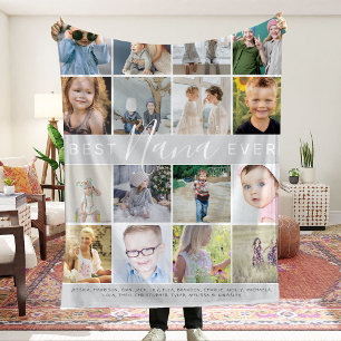 Moderne 'Beste Oma Ooit' Fotocollage & Namen Fleece Deken