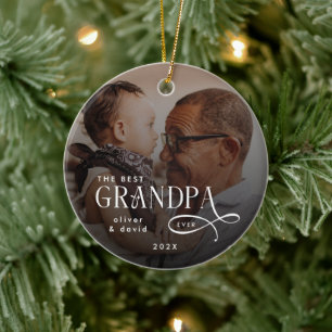 Moderne Beste Opa Ooit Foto Persoonlijk Keramisch Ornament