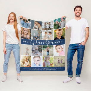 Moderne beste opa ooit fotocollage & namen fleece deken